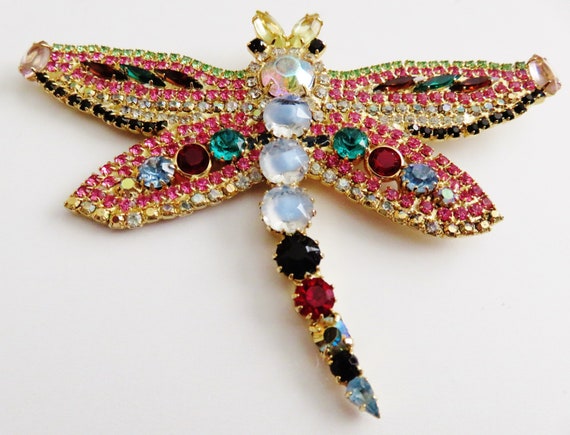 Shimmery Vintage Kenneth J Lane Huge Dragonfly Br… - image 4