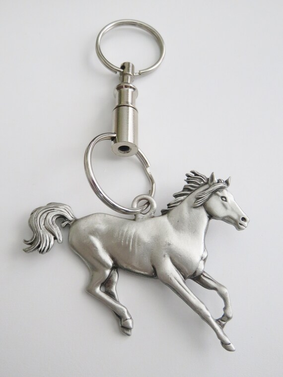 Pewter Galloping Horse Keychain - image 2