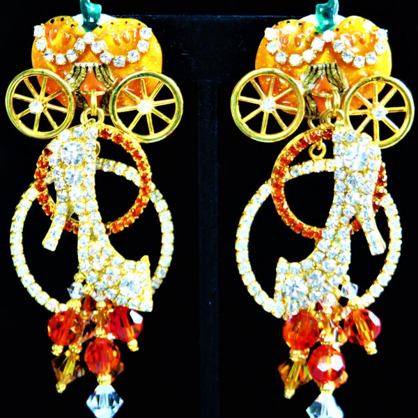 New, Never Worn, Lunch At The Ritz Cinderella Clip Earrings/ Extremely Rare