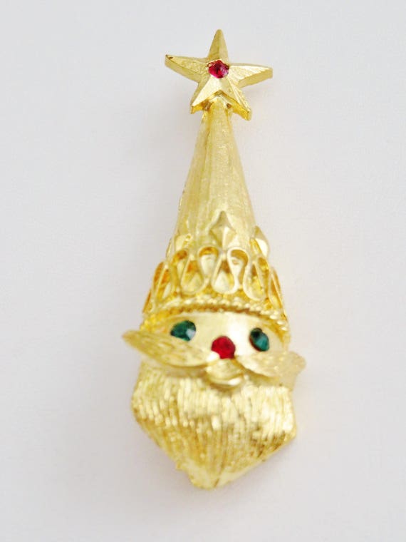 Vintage Mylu Christmas Santa Brooch Pin