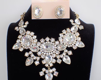Spectacular Kirks Folly Crystal Special Occasion Necklace and Earrings Set