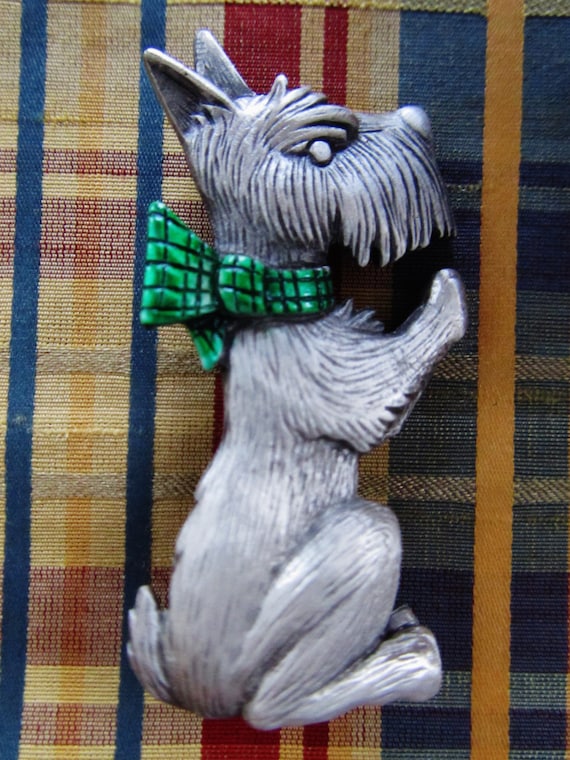 JJ Jonette Silver Pewter Scotty Dog Brooch Pin - image 1