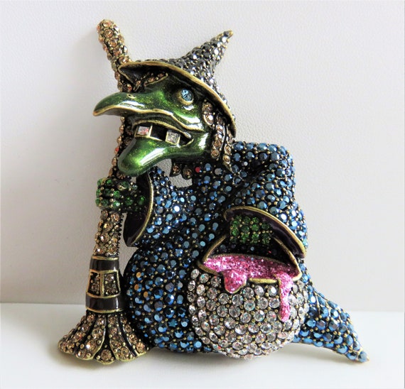 Vintage Heidi Daus "Broom Heidi" Crystal Witch Bro