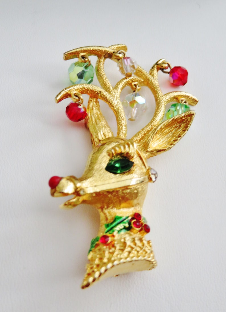 Mylu Embellished Reindeer Head Brooch Pin Book Piece