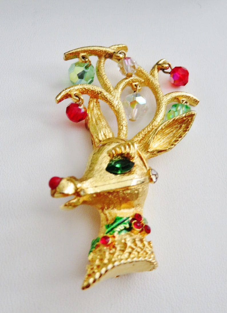 Mylu Embellished Reindeer Head Brooch Pin Book Piece - Etsy