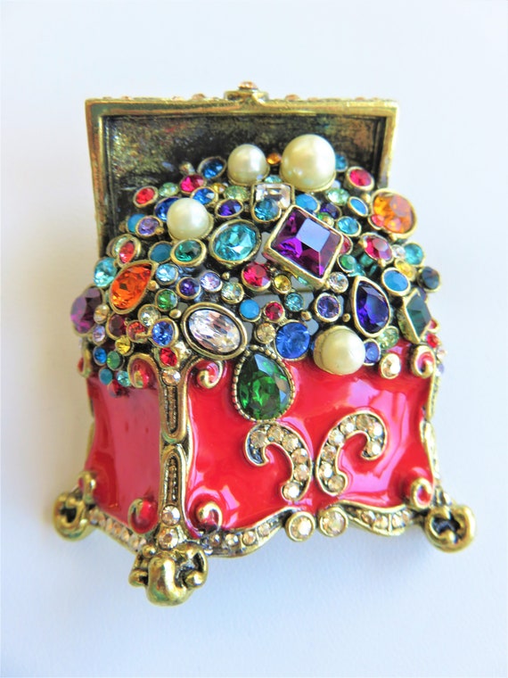 Very Rare Heidi Daus Treasure Trove Chest Brooch Pin Etsy Israel