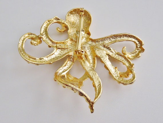 Hard To Find JJ Jonette Gold Tone Octopus Brooch … - image 4