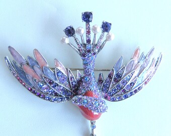Joan Rivers Vintage Ltd. Edition Silver Flying Swan Brooch