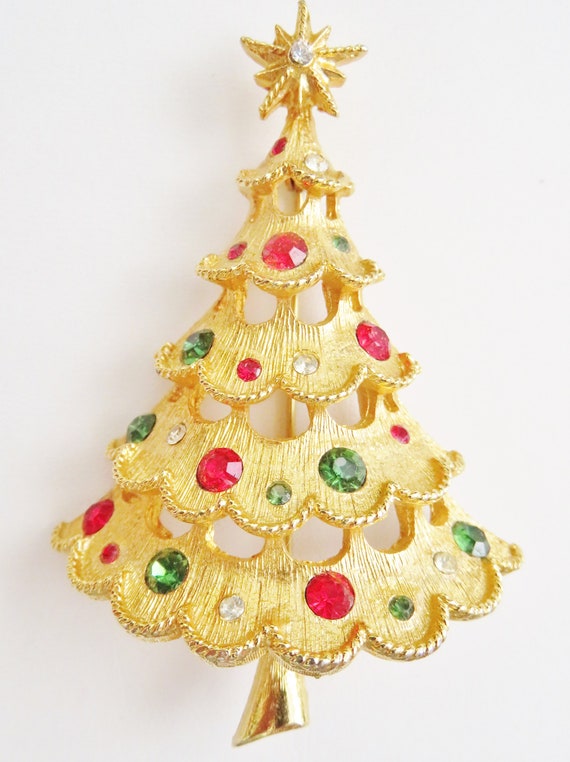 Large Mylu  Five Tiered Christmas Tree Brooch - image 2