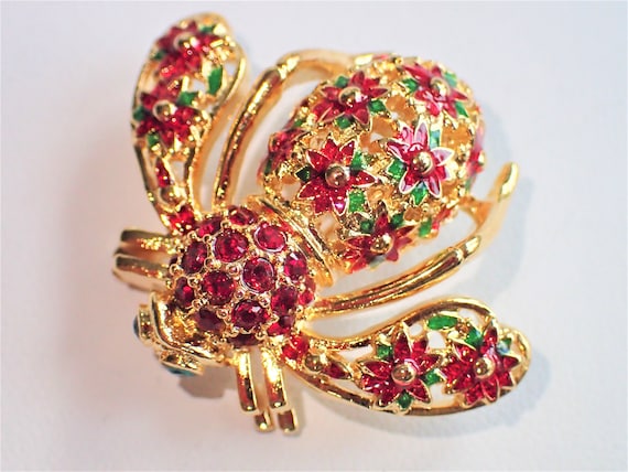 Joan Rivers Poinsettia Bee Pin - image 1