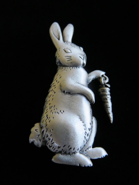 JJ Jonette Silver Pewter Bunny With Articulating … - image 4
