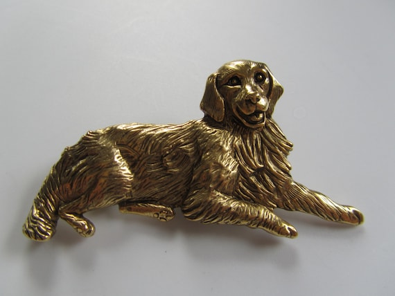 Vintage JJ Jonette Golden Retriever Dog Brooch Pin Etsy Canada
