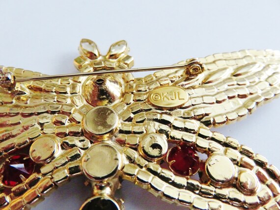 Shimmery Vintage Kenneth J Lane Huge Dragonfly Br… - image 5