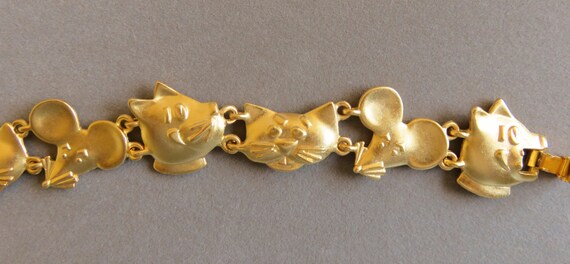AJC Gold Tone Cat And Mouse Linked Bracelet - image 4