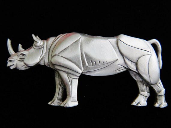 Sale/ JJ Jonette African Rhinoceros Brooch Pin - image 3