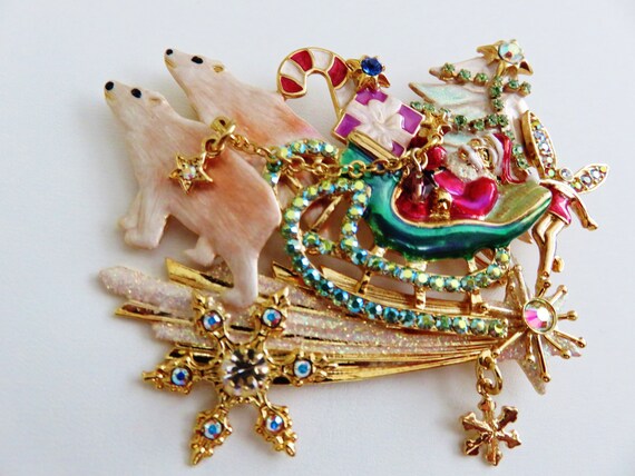 Enamel Purple Crystal Santa Claus Brooch – Christmas Fashion Charm Pin For Women