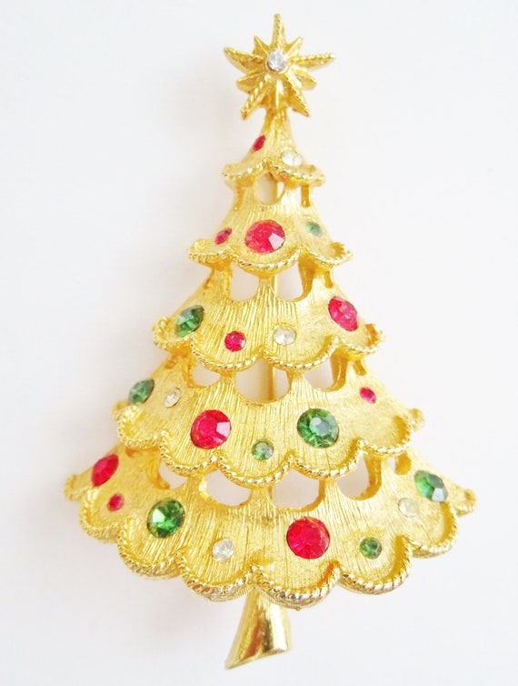 Large Mylu  Five Tiered Christmas Tree Brooch - image 3