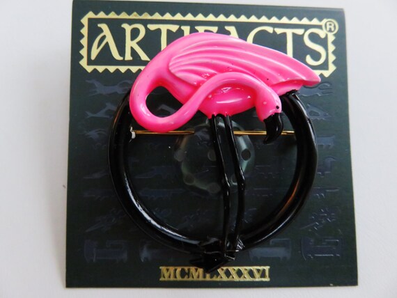 Sale/ JJ Jonette Hot Pink Flamingo Brooch Pin - image 3