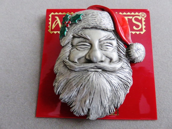 JJJonette Vintage Santa Face Brooch - image 2