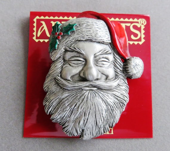 JJJonette Vintage Santa Face Brooch - image 1