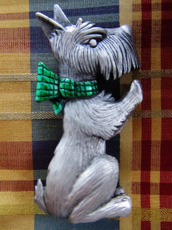 JJ Jonette Silver Pewter Scotty Dog Brooch Pin - image 2