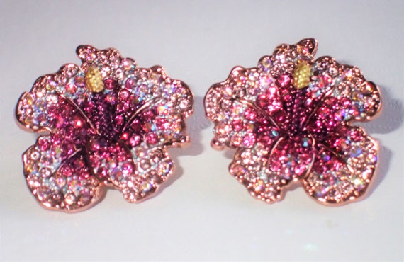 Hard To Find Joan Rivers Hibiscus Post Earrings/ … - image 1