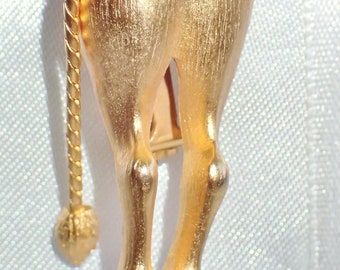 JJ Jonette Gold Tone Horses Rear End Brooch Pin/ HTF