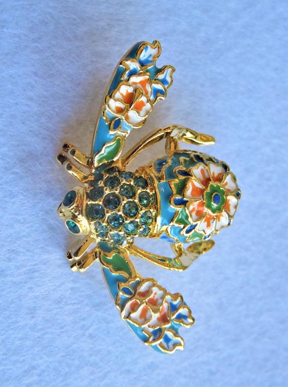 Rare Joan Rivers Cloisonné Bee Pin From The Joan R