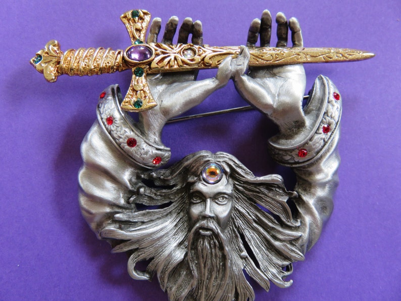 JJ Jonette Mystical Merlin The Wizard Brooch Pin