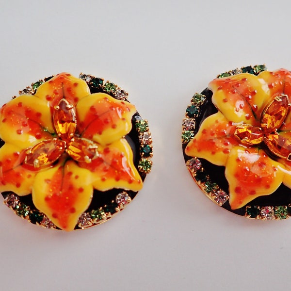 New Never Worn Lunch At The Ritz Tiger Lily Floral Post Earrings