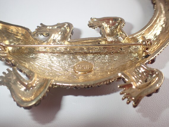 Large Kenneth J Lane Brown Crocodile Brooch Pin - image 2
