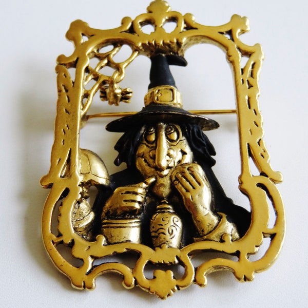 Danecraft Witch Prepares For Halloween Brooch Pin/ Hard To Find