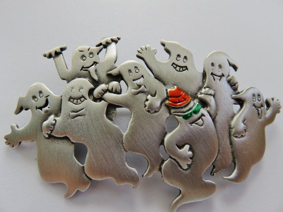 JJ Jonette Halloween Ghost Party Brooch Pin - image 1