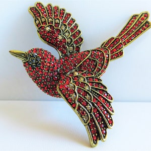 Heidi Daus Red Swallow Brooch Pin