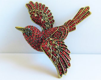Heidi Daus Red Swallow Brooch Pin