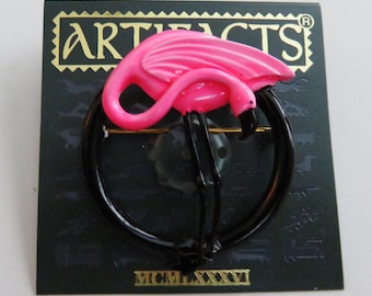 Sale/ JJ Jonette Hot Pink Flamingo Brooch Pin