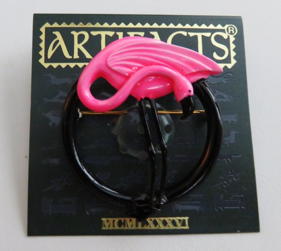 Sale/ JJ Jonette Hot Pink Flamingo Brooch Pin - image 1