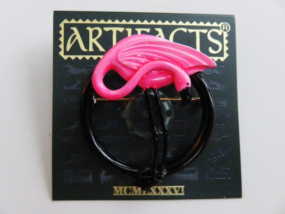 Sale/ JJ Jonette Hot Pink Flamingo Brooch Pin - image 2