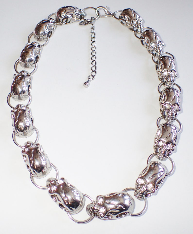 Hard To Find Kirks Folly Skeleton Head Necklace And Matching Post Earrings