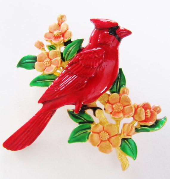 HTF/Vibrant Colored JJ Jonette Cardinal Bird On Fl