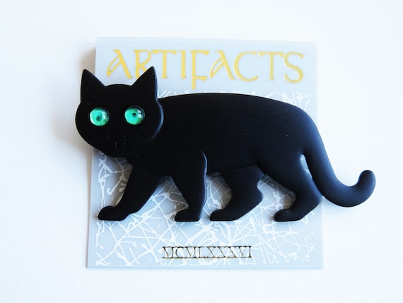 HTF JJ Jonette Large Spooky Black Cat Brooch Pin - image 2