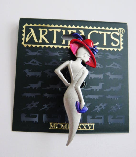 Hard To Find/ JJ Jonette Art Deco Lady In Red Hat… - image 3
