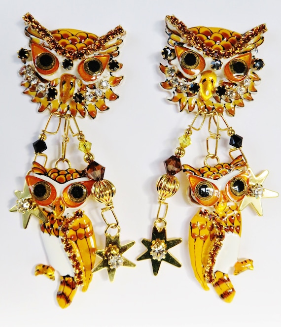 New, Never Worn, Lunch At the Ritz Owlio E Olio Clip Earrings