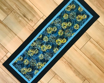 Table Runner, Handmade Table Runner, Quilted Table Runner, Modern Table Runner, Floral Table Runner, Batik Table Runner, Blue Table Runner