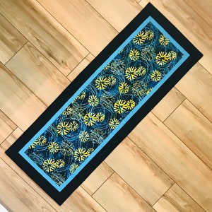 Table Runner, Handmade Table Runner, Quilted Table Runner, Modern Table Runner, Floral Table Runner, Batik Table Runner, Blue Table Runner
