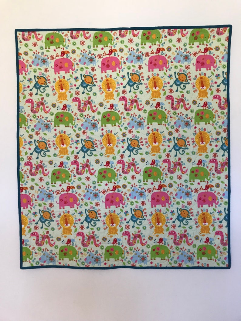 quilted baby blanket soft green quilt jungle animal quilt baby gift flannel quilted blanket SALE: Baby Quilt Handmade