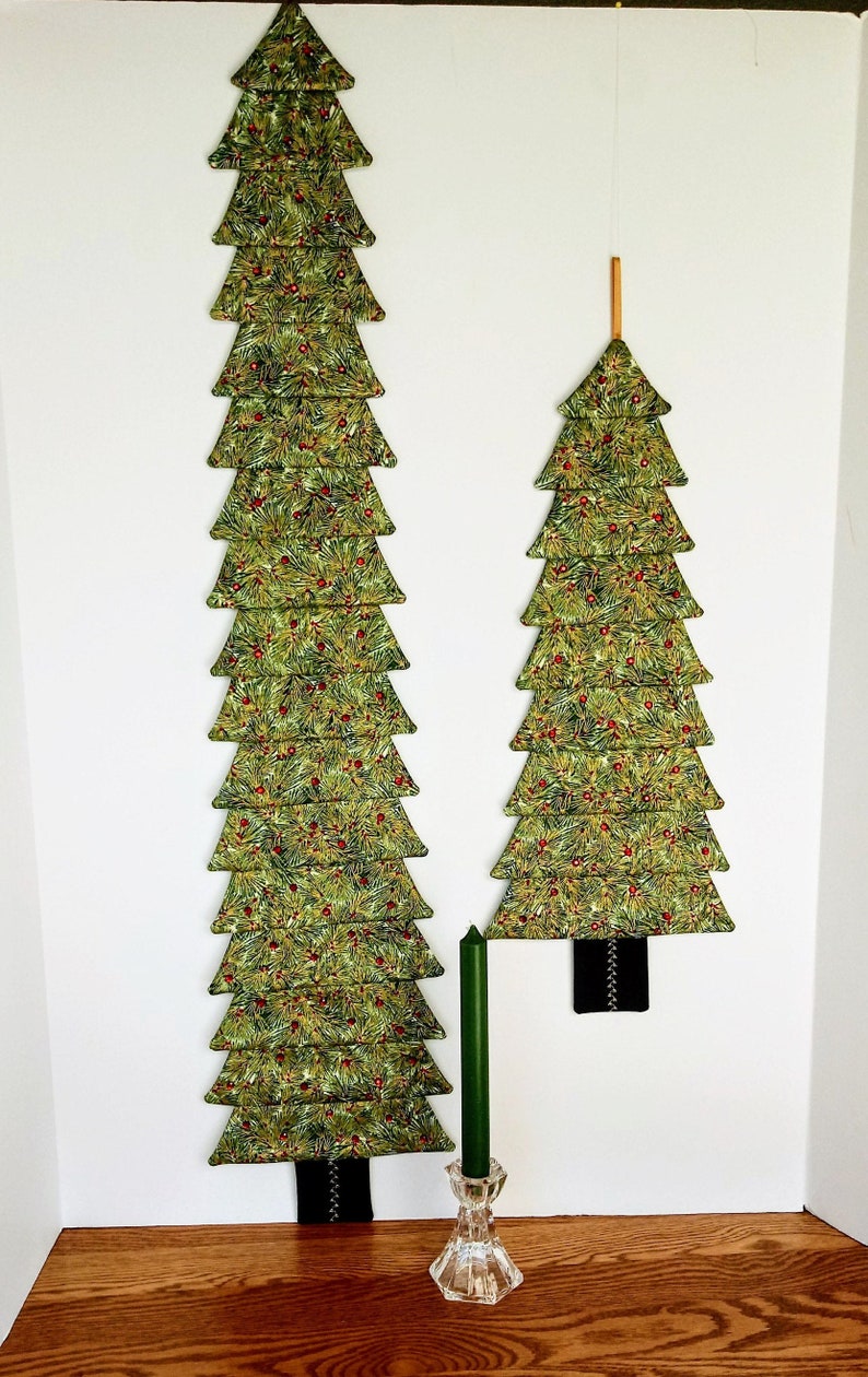 TREE WALL HANGING Fabric Embellished Christmas Tree Green Etsy