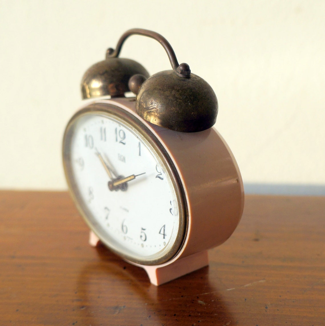 Vintage oval PINK Elgin alarm clock from West Germany c. Etsy