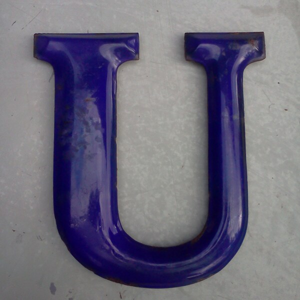 Vintage Porcelain Letter 'U' from Gulf gasoline sign