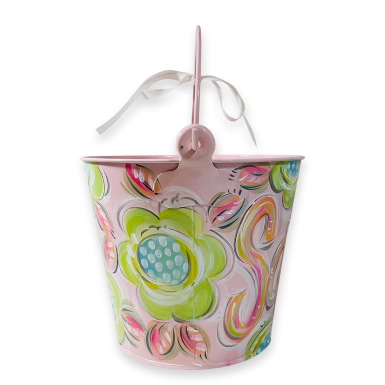 Soft Pink Easter Bucket Personalized Painted Easter Bucket - Etsy